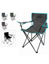 Tradineur - Silla de camping plegable con reposabrazos y portavasos, acero y poliéster, incluye bolsa, máximo 90 kg, acampada, p