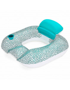 Tradineur - Sillón Hinchable con respaldo - Fabricado en Vinillo - Puff inflable, asiento para interior y exterior - 102 x 94 cm