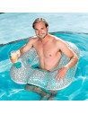 Tradineur - Sillón Hinchable con respaldo - Fabricado en Vinillo - Puff inflable, asiento para interior y exterior - 102 x 94 cm