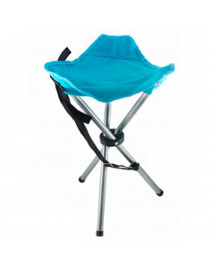 Tradineur - Taburete de camping plegable de acero y poliéster, incluye correa ajustable, máximo 90 kg, acampada, pescar, jardín,
