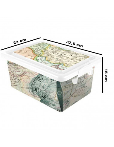 Tradineur - Caja de plástico con tapa y cierres laterales de clip, cajón de almacenaje multiusos, ordenación, objetos, hogar, fa