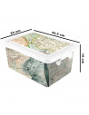Tradineur - Caja de plástico con tapa y cierres laterales de clip, cajón de almacenaje multiusos, ordenación, objetos, hogar, fa