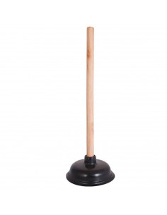 Tradineur - Desatascador de ventosa con mango de madera, manual, wc, inodoro, desagüe, tuberías, fregadero, baño, ducha, 47 x 15