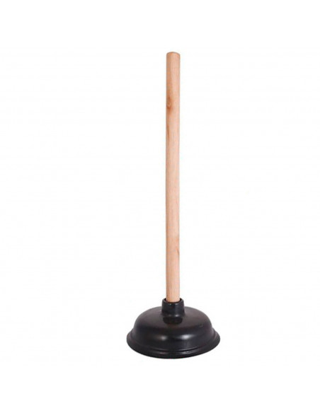 Tradineur - Desatascador de ventosa con mango de madera, manual, wc, inodoro, desagüe, tuberías, fregadero, baño, ducha, 47 x 15