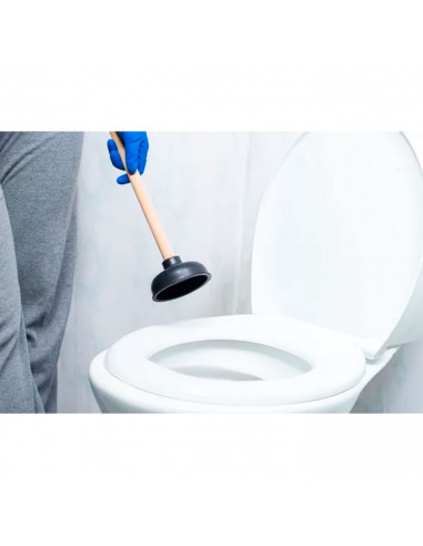 Tradineur - Desatascador de ventosa con mango de madera, manual, wc, inodoro, desagüe, tuberías, fregadero, baño, ducha, 47 x 15
