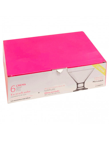 Tradineur - Pack de 6 copas de helado de 165 ml y de 10,5 de diámetro y 8,5 cm de alto. Set de 6 vasos para postres con estilo e