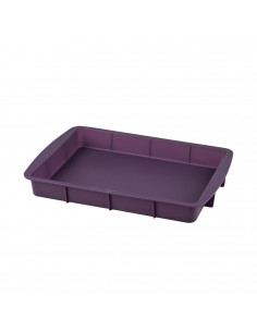 Lifestyle - Fuente para horno rectangular de silicona, bandeja para horno, color violeta, 4 x 32.5 x 23 cm