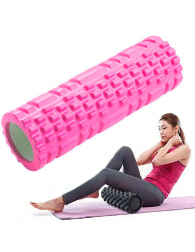 Tradineur - Rodillo de yoga, gomaespuma, cilindro de movilidad y masaje, múltiples posturas, estiramientos, fitness, automasaje,
