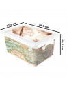 Tradineur - Caja de plástico con tapa y cierres laterales clip, cajón de almacenaje multiusos, ordenación, objetos, hogar, fabri