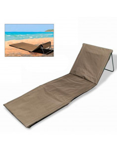 Tradineur - Esterilla de playa abatible, tumbona con respaldo reclinable, incluye bolsillo y correa, plegable, portátil, ligera