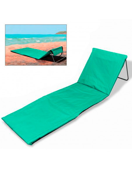 Tradineur - Esterilla de playa abatible, respaldo reclinable, tumbona plegable, incluye bolsillo y correa, portátil, ligera y re