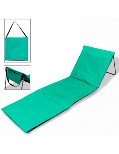 Tradineur - Esterilla de playa abatible, respaldo reclinable, tumbona plegable, incluye bolsillo y correa, portátil, ligera y re