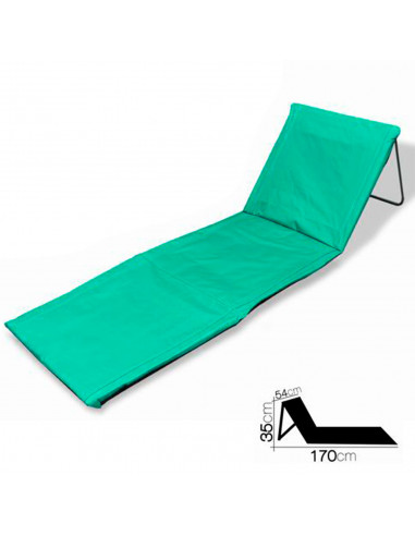 Tradineur - Esterilla de playa abatible, respaldo reclinable, tumbona plegable, incluye bolsillo y correa, portátil, ligera y re