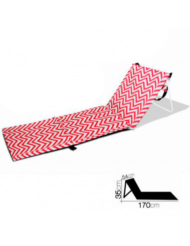 Tradineur - Esterilla abatible de playa, tumbona con respaldo reclinable, incluye bolsillo y correa, plegable, ligera y resisten