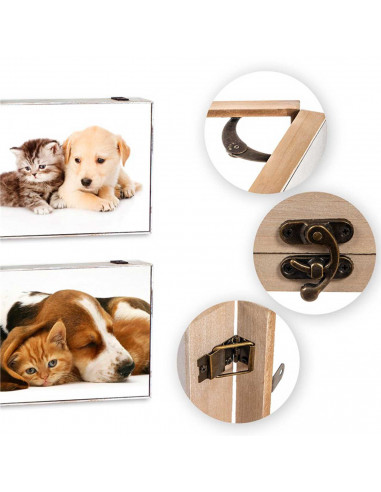 Tradineur - Tapa de madera para contador decorada, cubre cuadro de luz con cierre metálico, accesorio decorativo, original, resi