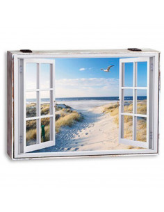 Tradineur - Tapa de madera decorada para contador, cubre cuadro de luz con cierre metálico, accesorio decorativo, original, resi