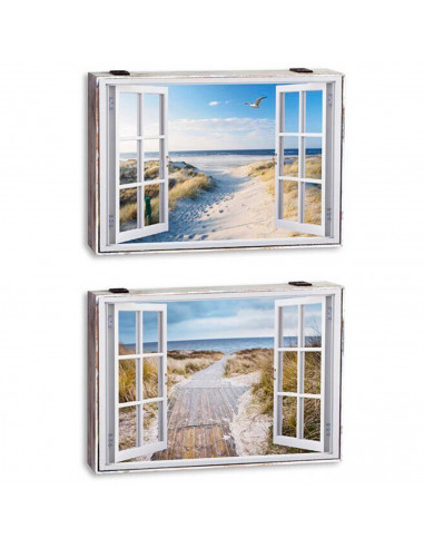 Tradineur - Tapa de madera decorada para contador, cubre cuadro de luz con cierre metálico, accesorio decorativo, original, resi