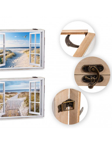 Tradineur - Tapa de madera decorada para contador, cubre cuadro de luz con cierre metálico, accesorio decorativo, original, resi