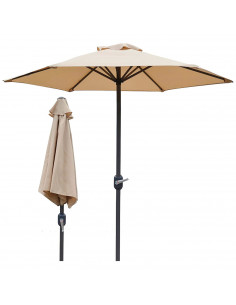 Tradineur - Sombrilla / Parasol para exteriores - Estructura de acero y tejido de poliéster - Apertura de manivela - Ø 300 x 244