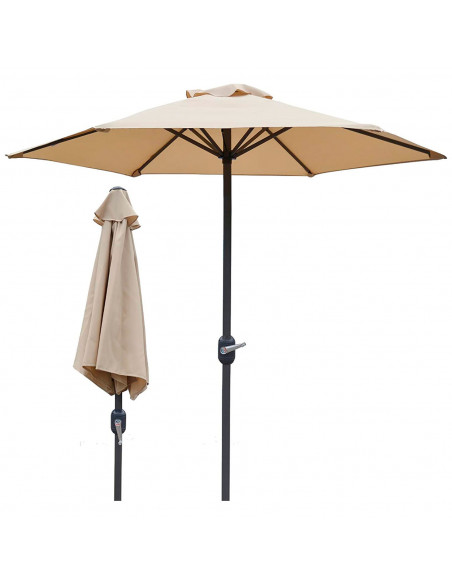 Tradineur - Sombrilla / Parasol para exteriores - Estructura de acero y tejido de poliéster - Apertura de manivela - Ø 300 x 244