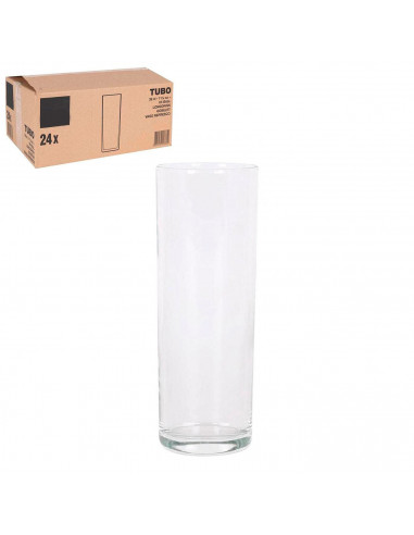 Juego de 24 vasos de tubo de 32 cl, set de 24 vasos de tubo de cristal, 16,5 x 6 cm