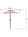 Tradineur - Sombrilla / Parasol para exteriores - Estructura de acero y tejido de poliéster - Apertura de manivela - Ø 300 x 244