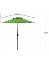 Tradineur - Sombrilla / Parasol para exteriores - Estructura de acero y tejido de poliéster - Apertura de manivela - Ø 300 x 244