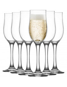 Tradineur - Set de 6 copas champán "Nevakar" - Capacidad 195 ml - Aptas para lavavajillas - Tamaño: 20,5 x 5,4 cm