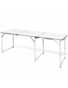 Tradineur - Mesa de madera plegable con estructura metálica, altura fija, patas antideslizantes, portátil, jardín, camping, hoga