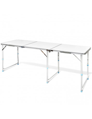 Tradineur - Mesa de madera plegable con estructura metálica, altura fija, patas antideslizantes, portátil, jardín, camping, hoga