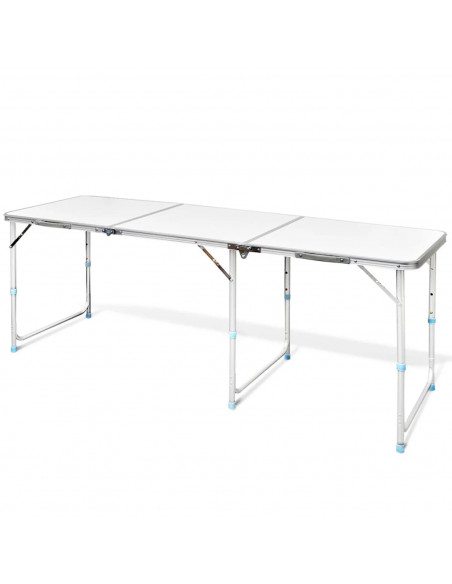Tradineur - Mesa de madera plegable con estructura metálica, altura fija, patas antideslizantes, portátil, jardín, camping, hoga