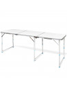 Tradineur - Mesa de madera plegable con estructura metálica, altura fija, patas antideslizantes, portátil, jardín, camping, hoga