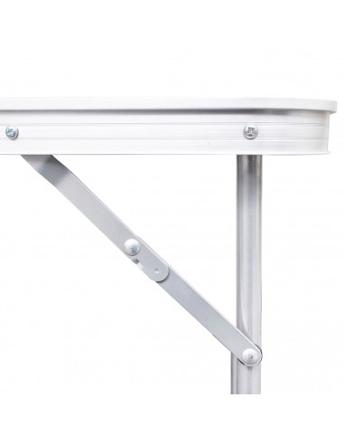 Tradineur - Mesa de madera plegable con estructura metálica, altura fija, patas antideslizantes, portátil, jardín, camping, hoga
