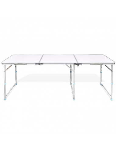 Tradineur - Mesa de madera plegable con estructura metálica, altura fija, patas antideslizantes, portátil, jardín, camping, hoga