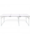 Tradineur - Mesa de madera plegable con estructura metálica, altura fija, patas antideslizantes, portátil, jardín, camping, hoga