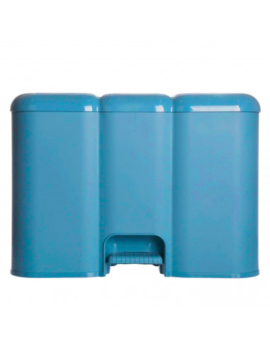 Tradineur - Cubo de basura triple de plástico con tapa, papelera, fácil apertura con pedal, contenedor almacenamiento de residuo