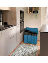 Tradineur - Cubo de basura triple de plástico con tapa, papelera, fácil apertura con pedal, contenedor almacenamiento de residuo