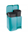 Tradineur - Cubo de basura doble de plástico con tapa, papelera, fácil apertura con pedal, contenedor almacenamiento de residuos
