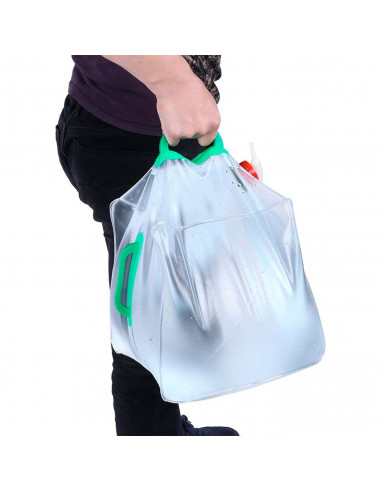 Tradineur - Bolsa plegable de transporte de agua con grifo, plástico, reutilizable, portátil, contenedor de agua para camping, p