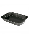 Tradineur - Bandeja rectangular para hornos con asas - Superficie Antiadherente - Rustidera de cocina, cocinar y servir - 7 x 28