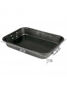 Tradineur - Bandeja rectangular para hornos con asas - Superficie Antiadherente - Rustidera de cocina, cocinar y servir - 7 x 28