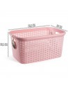Tradineur - Cesta de plástico "Rattan" con asas, recipiente para la colada, diseño imitación de mimbre, lavandería, hogar, fabri
