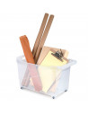 Tradineur - Carrito de plástico multiusos con asa y ruedas Nº2, cesta organizadora para productos de limpieza, oficina, baño, co