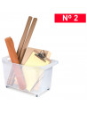 Tradineur - Carrito de plástico multiusos con asa y ruedas Nº2, cesta organizadora para productos de limpieza, oficina, baño, co