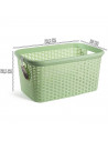 Tradineur - Cesta de plástico "Rattan" con asas, recipiente para la colada, diseño imitación de mimbre, lavandería, hogar, fabri