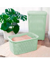 Tradineur - Cesta de plástico "Rattan" con asas, recipiente para la colada, diseño imitación de mimbre, lavandería, hogar, fabri