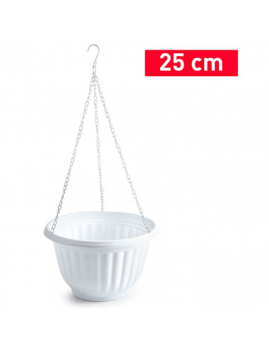 Tradineur - Maceta redonda colgante de plástico, tiesto, macetero, recipiente para plantas, flores, balcón, terraza, hogar, fabr