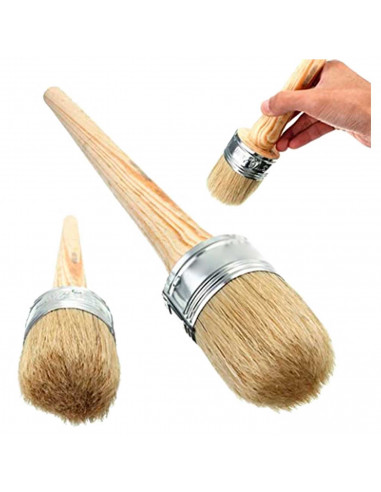 Tradineur - Brocha Redonda N.º 2 - Fabricado en Madera - Ideal para pintura artística, lacado de cobre, trabajos manuales.