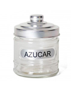 Gerimport - Azucarero de cristal con tapa de aluminio 280 ml, bote para azúcar transparente 10,5 x 8,5 cm, tarro, recipiente de