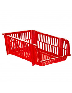 Tradineur - Cesta apilable de plástico, 1 ud, expositor, estante portaobjetos, organizador de frutas, verduras, ropa, documentos